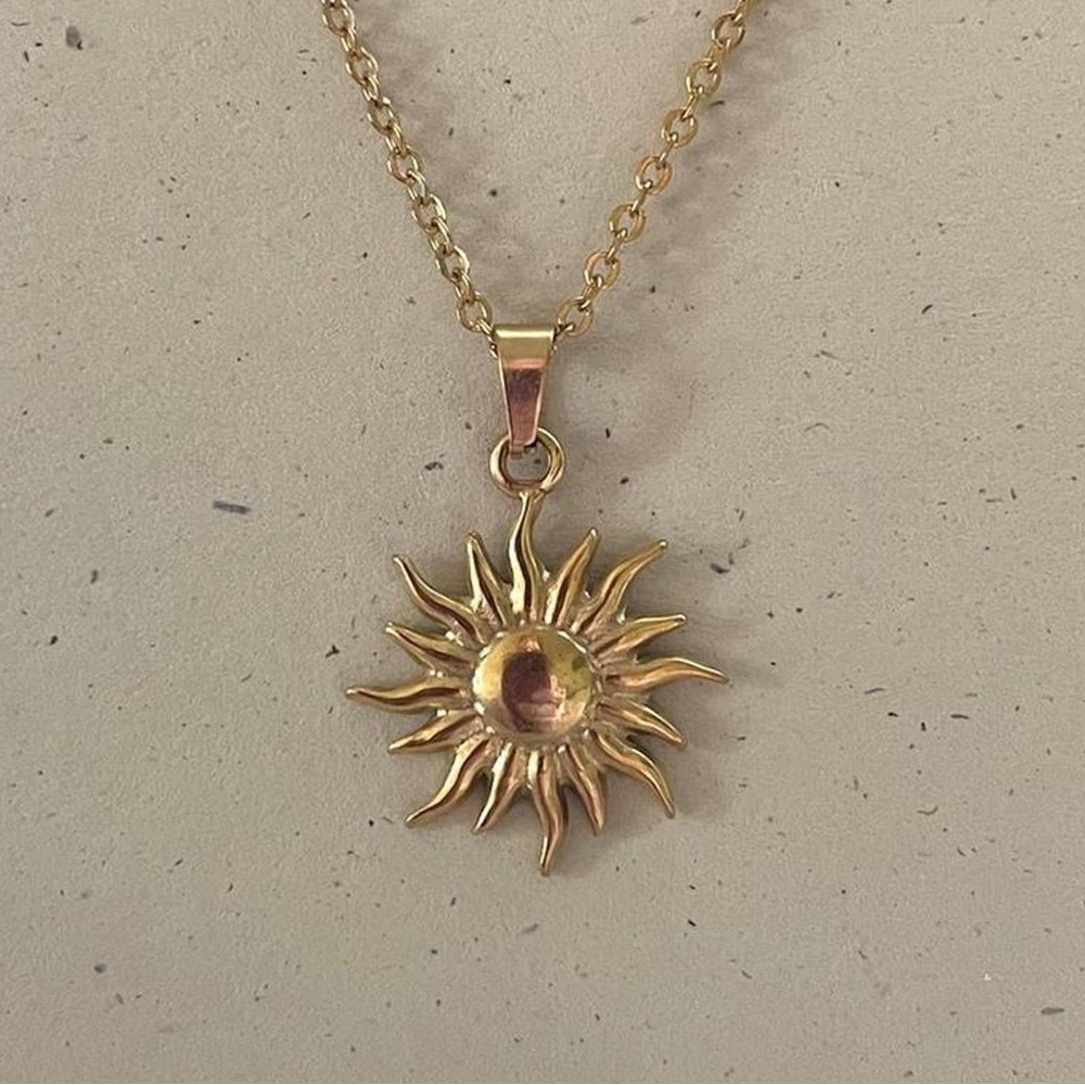 Gold Sun Pendant Necklace
